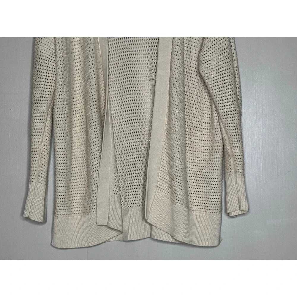 Gap Size L Cream Open Knit Cotton Longline Cardigan
